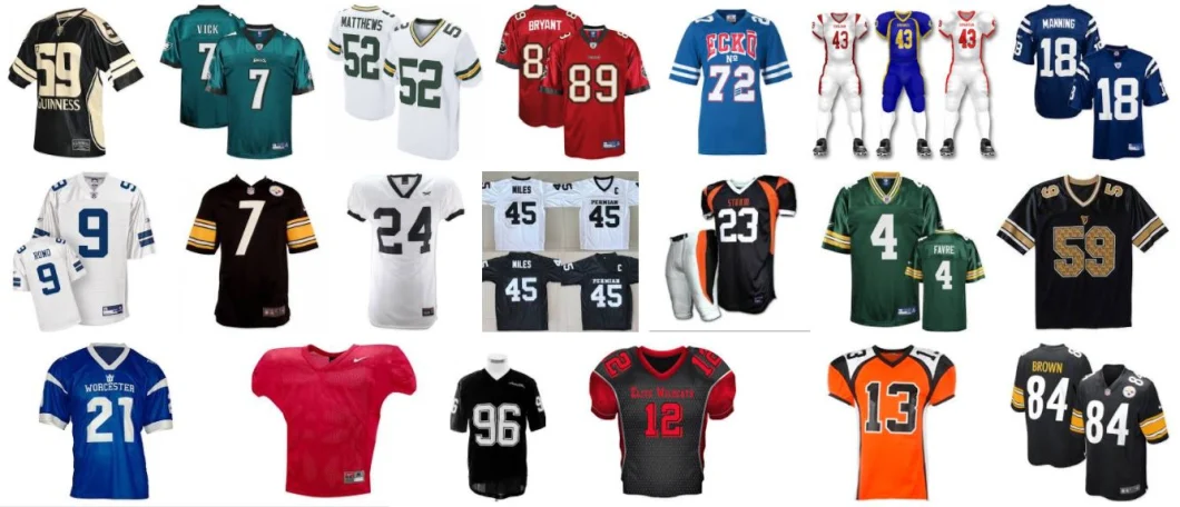 100% Polyester Heavy-Mesh American Football Jersey Custom Cheap Uniforms Young Training American Football Jerseys