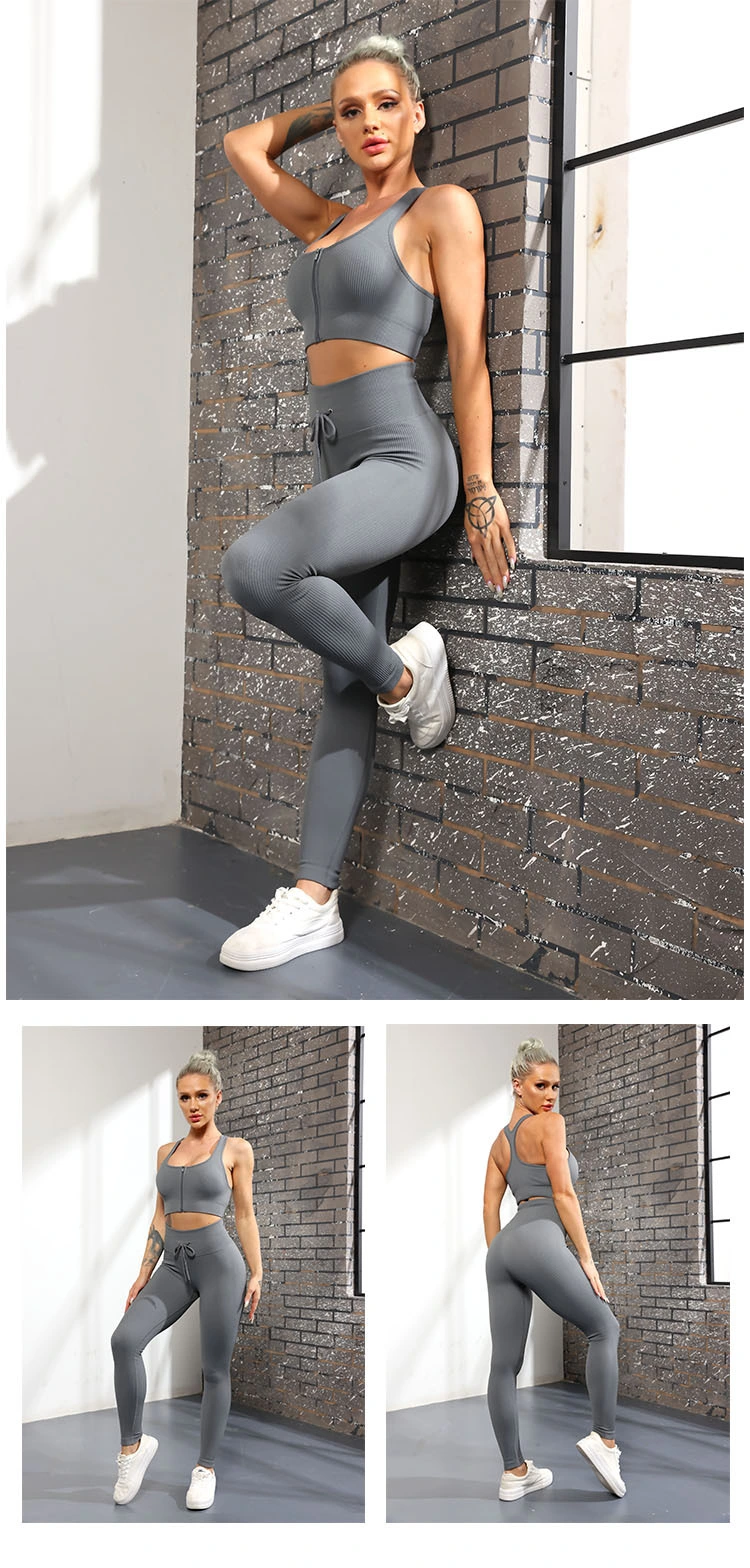 Sy-3010 Wholesale Ribbed Suit Sports Yoga Clothing Casual 4 PCS Seamless Workout Set Gym Yoga Fitness Wear for Women