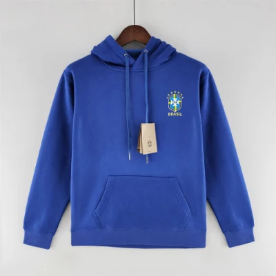 2022 Brasile Coppa del Mondo Nazionale Tuta da calcio con cappuccio da uomo a maniche lunghe pullover da calcio con cappuccio abbigliamento sportivo