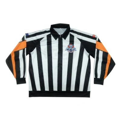 Maglia per arbitro di hockey su ghiaccio economica dal design personalizzato, maglietta per arbitro di hockey a sublimazione, maglie per arbitro di hockey giovanile
