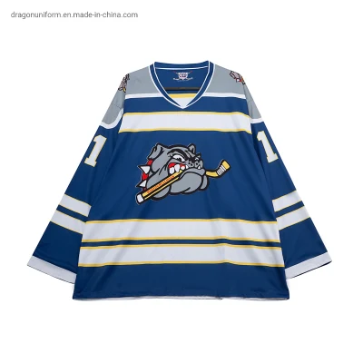 Maglia da hockey uniforme OEM con ricamo personalizzato all'ingrosso con stampa del logo