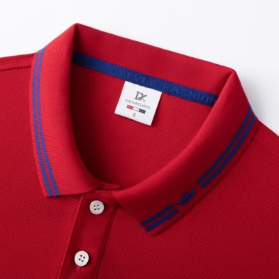 T-shirt polo da golf in cotone personalizzato ricamato rosso, logo corona sportiva aziendale, poliestere, abbigliamento da lavoro, abbigliamento da uomo personalizzato
