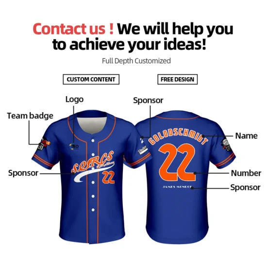 Maglia da baseball per abbigliamento sportivo personalizzata con logo della squadra personalizzato realizzata in poliestere traspirante