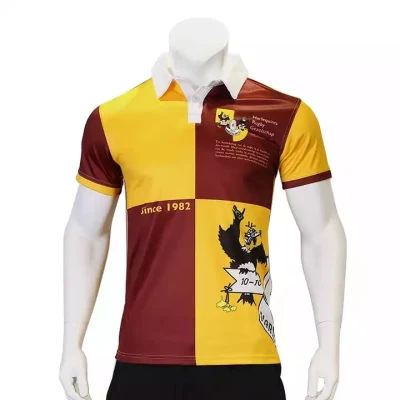 Maglia da rugby per abbigliamento sportivo retrò personalizzata OEM, poliestere personalizzato per sublimazione, maglia da rugby vintage economica e durevole, maglia da rugby per abbigliamento da squadra